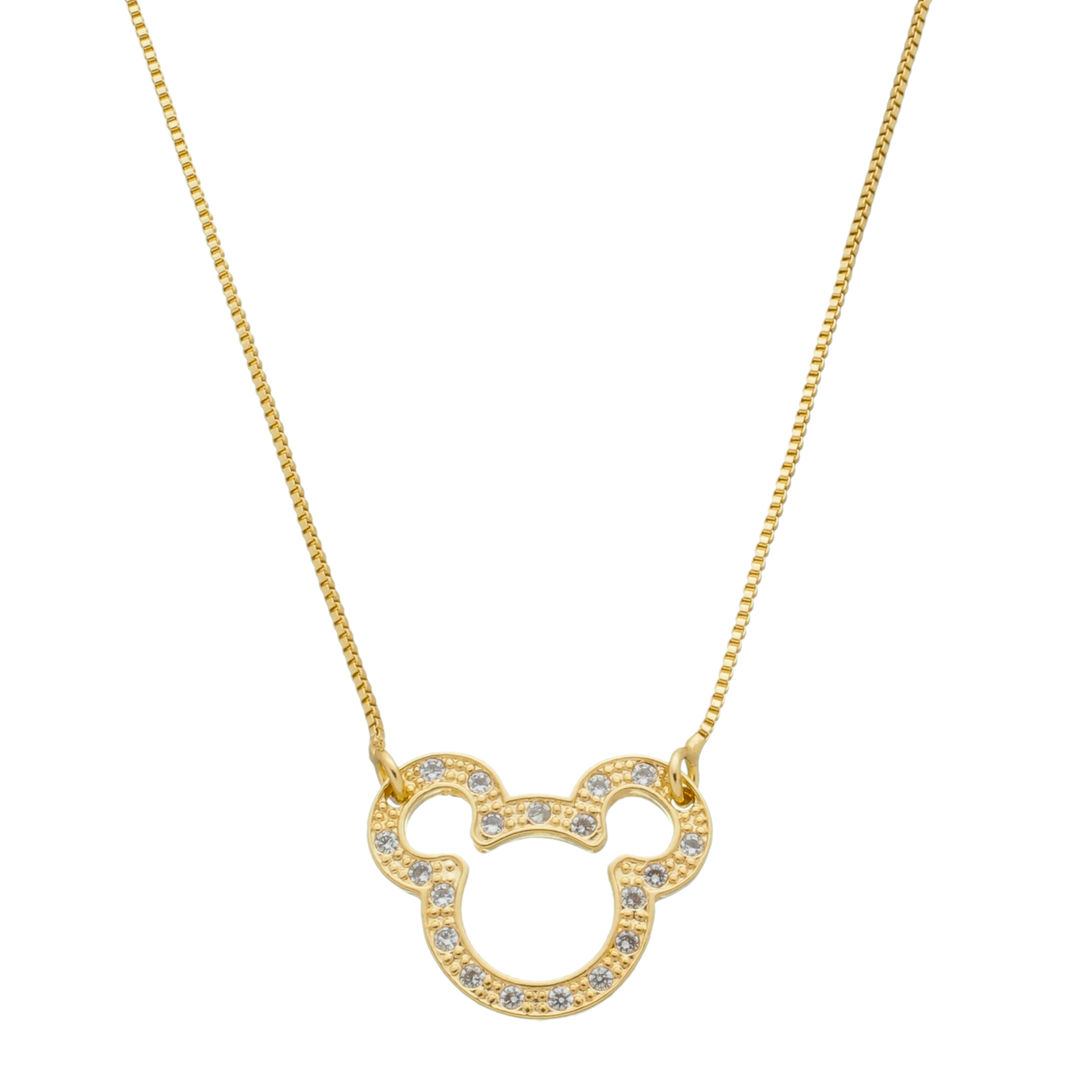 COLAR MICKEY CRAVEJADO EM ZIRCÔNIA BANHADO A OURO