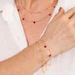 COLAR ESFERA TIFANY VERMELHO BANHADO OURO