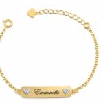 PULSEIRA PLACA NOME – PALAVRA – PROFISSÃO 2 CORAÇÕES CRAVEJADOS (PODE SER BANHADO A OURO OU A PRATA)