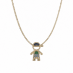 PINGENTE MENINO ZIRC COLOR BANHADO A OURO
