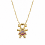 PINGENTE MENINA ZIRC COLOR BANHADO A OURO