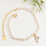 PULSEIRA PÉROLA COM INICIAL ZIRCÔNIA (PODE SER BANHADO A OURO OU PRATA)