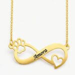 COLAR INFINITO NOME E SÍMBOLO PET + CORAÇÃO (PODE SER BANHADO A OURO OU A PRATA)