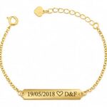 PULSEIRA PLACA DATA + CORAÇÃO + 2 INICIAIS (PODE SER BANHADO A OURO OU A PRATA)
