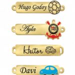 PULSEIRA PLACA NOME + SÍMBOLO ESMALTADO  (PODE SER BANHADO A OURO OU PRATA)